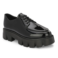 Attitudist Unisex Glossy Black High Heel Derby Shoes