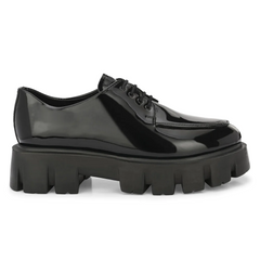 Attitudist Unisex Glossy Black High Heel Derby Shoes