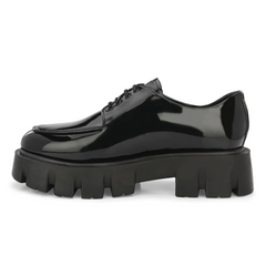 Attitudist Unisex Glossy Black High Heel Derby Shoes