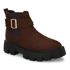 Attitudist Unisex Brown Mid Top High Heel Jodhpur Boots