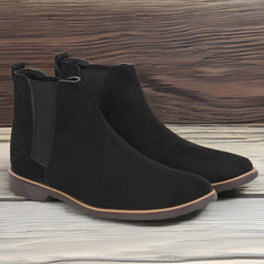 Attitudist Unisex Black Mid Top Chelsea Boots