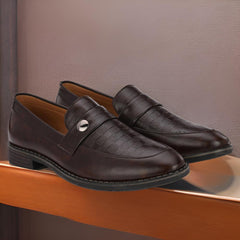 Attitudist Unisex Handcrafted Classic Brown Plain Basket Loafer