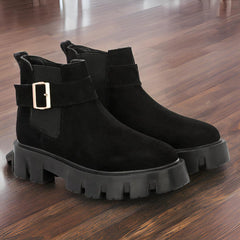 Attitudist Unisex Black Mid Top High Heel Jodhpur Boots