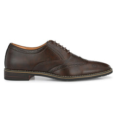 Attitudist Handcrafted Brown Formal Lace-up Derby Shoes Full Brouges With Wingtips For Men MTOBSF