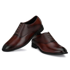 Attitudist Handcrafted Oxford Gradient Brown Formal Laceup Derby Shoes With Semi Chatai Design For Men MTOBSF